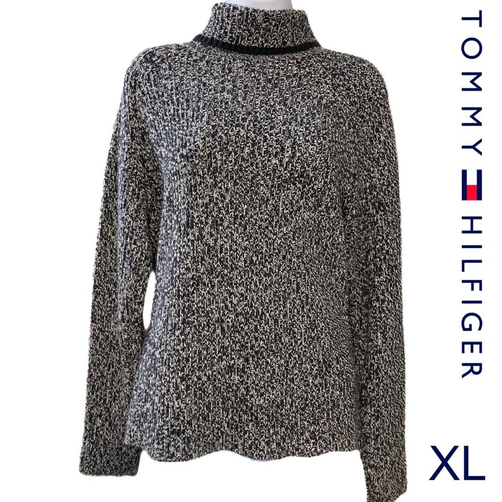 Tommy Hilfiger Black & White Turtleneck Sweater